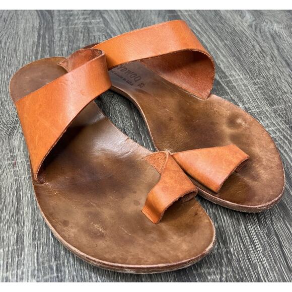 Cydwoq Shoes - Cydwoq Hillary Toe-Ring Burnt Orange Leather Handmade USA Sandals EU 39 / US 8